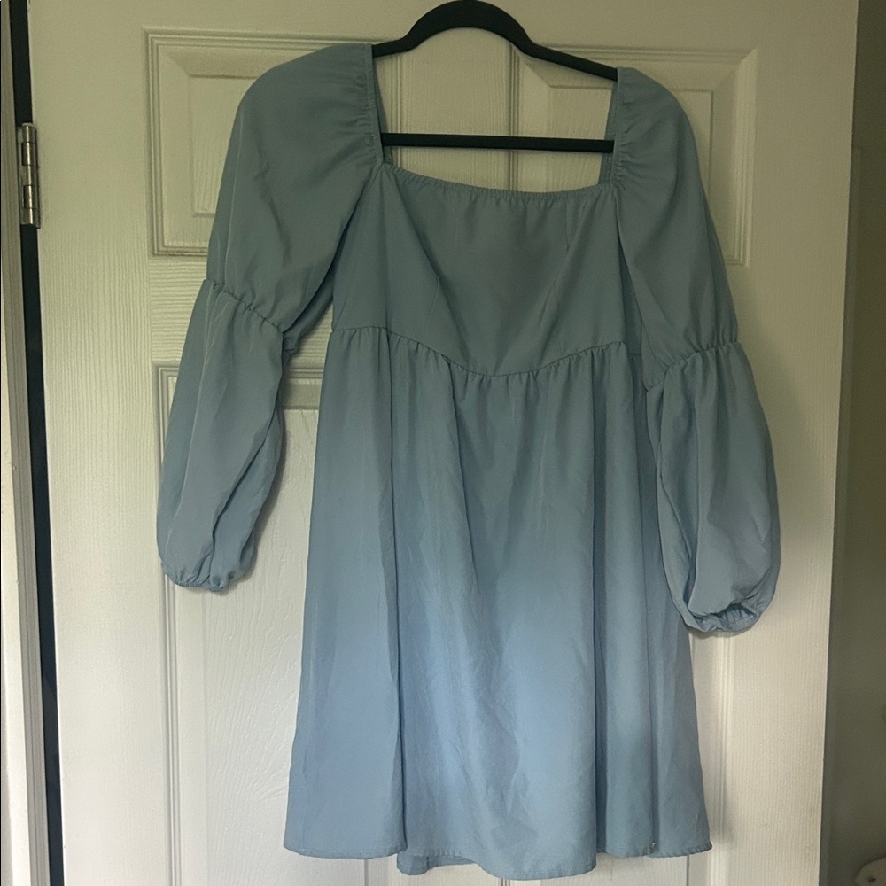 Light Blue Puff Sleeve Dress